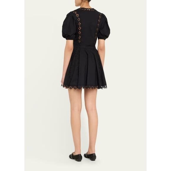 Ulla Johnson Camila Embroidered Trim Mini Dress in Black 0 - Picture 4 of 7